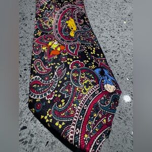 Disney Pooh Paisley Tie in Black and Red